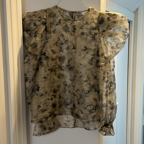 River Island via Asos Sheer Gold Blouse - Picture 2 of 3